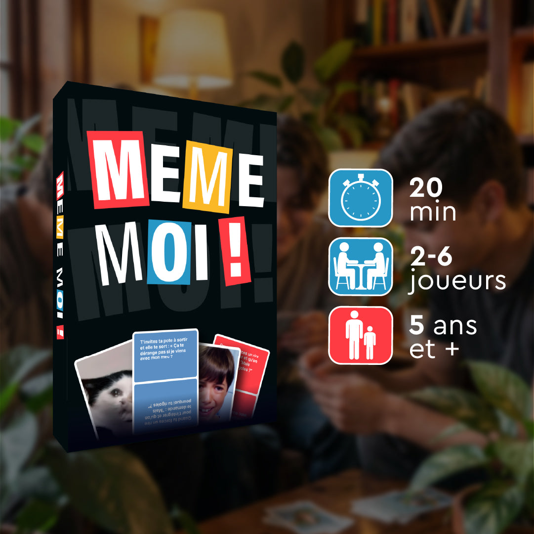 Mème-moi - Le jeu de société de mèmes pour les amis et l'apéro - Parfait pour l'ambiance et l'humour - 2 à 6 joueurs